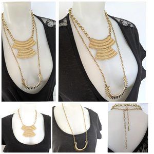 NWOT Golden Chic Aztec Necklace Set Of 2